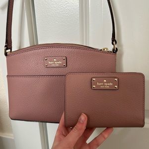 kate spade mauve crossbody and wallet